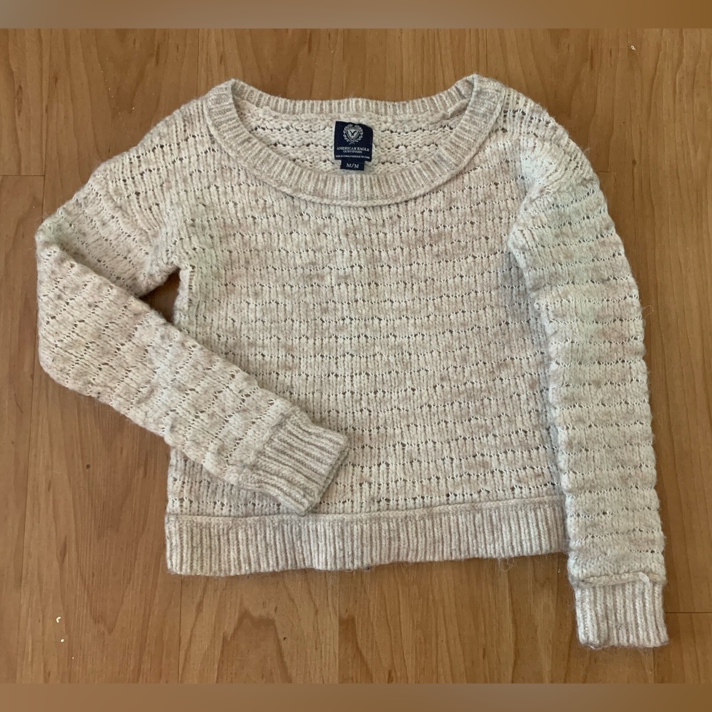 American Eagle Outfitters Beige off-the-shoulder sweater